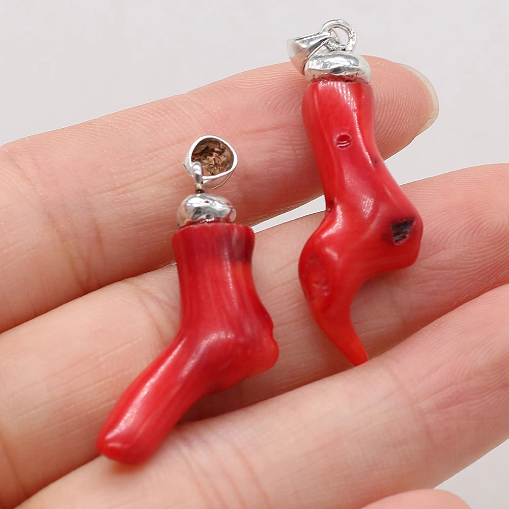 

Red Coral Irregular Tree Branch Pendant Cute Creative Beads Handmade Crafts Making DIY Necklace Bracelet Earrings Jewelry