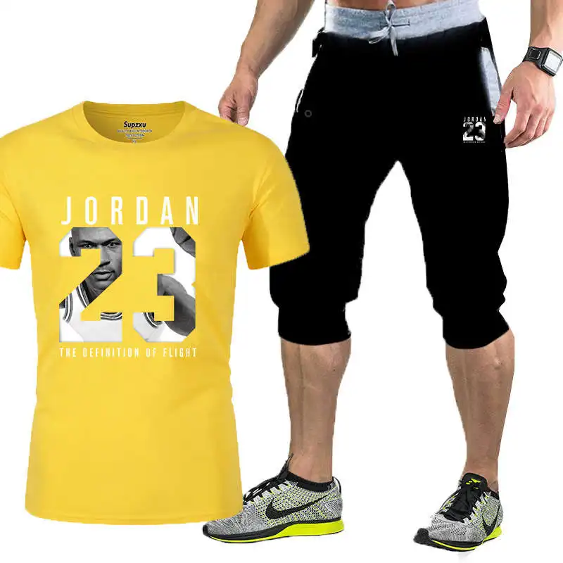 

2021 new Jordan 23 jogger jogging fitness clothes men's running suit T-shirt + pants two-piece fashion men's clothes sports suit
