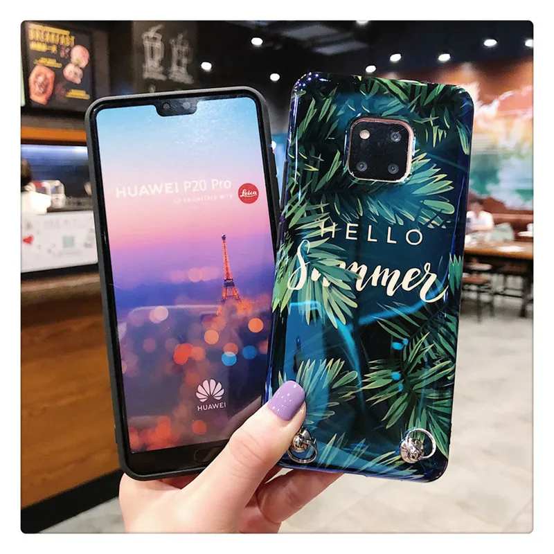 Милый чехол для телефона с растительным листом и цепочкой для samsung S10 s9 s8 plus s10e lite note9 NOTE8 A8S A9S note10 plus pro