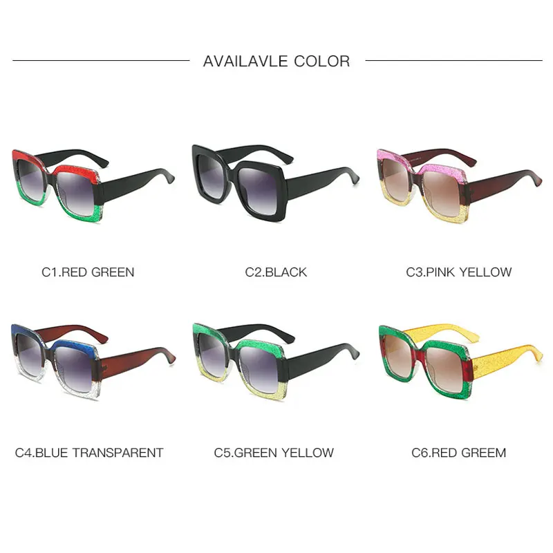 

2021 Luxe Grote Vierkante Zonnebril Vrouwen Merk Designer Retro Clear Zonnebril Voor Vrouwelijke Oversized Zwarte Shades