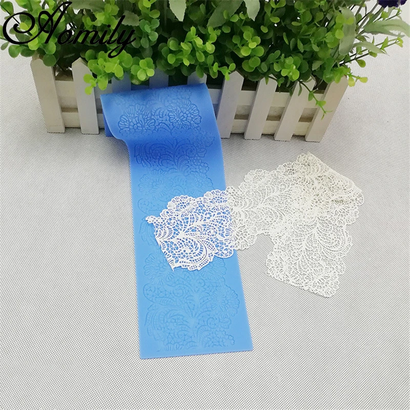 Aomily Flower Lace Mold Wedding Cake Border Fondant Decoration Tools 3D Food Grade Silicone Mat Mould Baking | Дом и сад