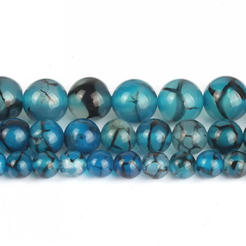 Круглые бусины из натурального камня с Синим огнем дракона | Украшения и