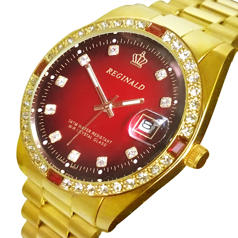 2019 золотые часы с красным циферблатом мужские Известные модные