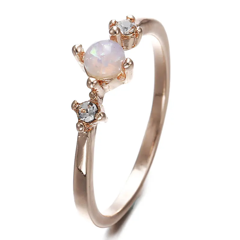 Минималистичные Мини тонкие опаловые кольца для женщин розового золота цвет