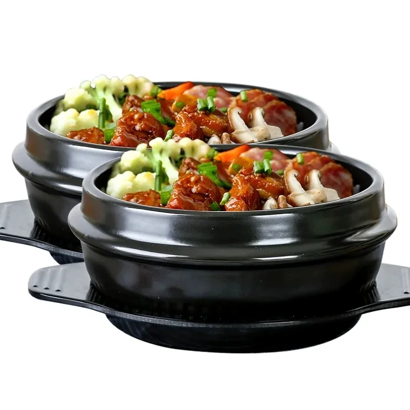 

Кастрюля из камня термостойкая каменная кастрюля Bibimbap специальный каменный горшок Bibimbap 2 штуки кастрюля для пары маленький суповый горшок ...