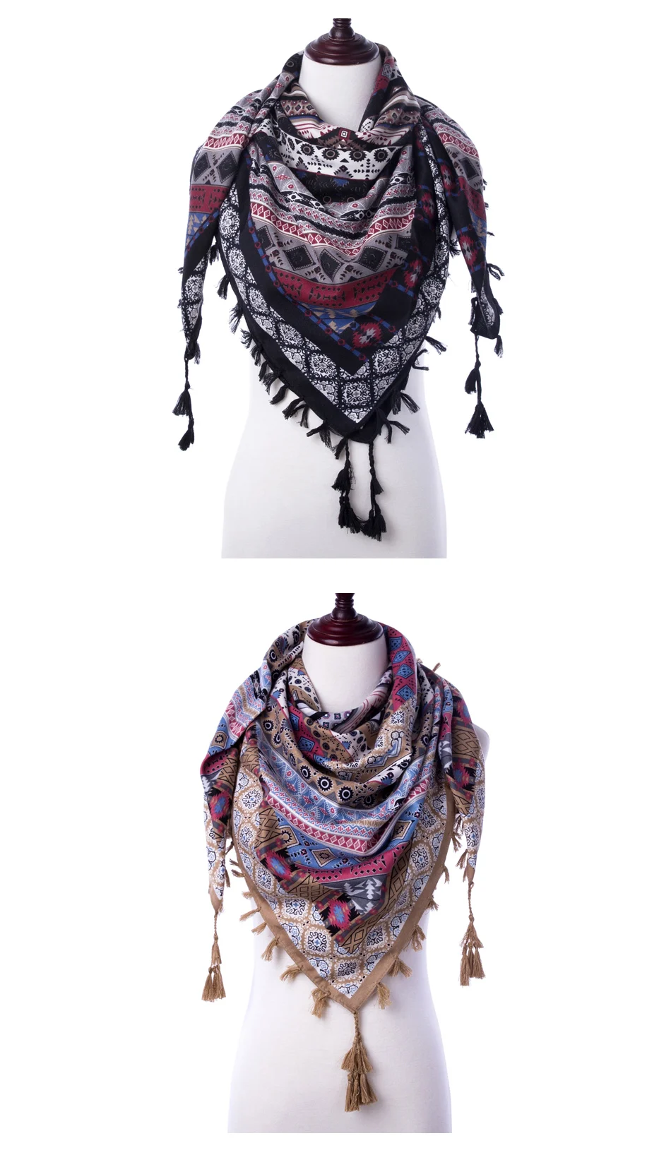 Evrfelan New Scarf Women Winter Scarf With Tassel Printed Flower Pattern Shawl Female Casual Handkerchief Scarves Shawl