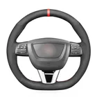 Ручной пришейте красный маркер черная замша чехол рулевого колеса автомобиля для Seat Leon (FR  CUPRA) MK2 1P 2009 2010 2011 2012