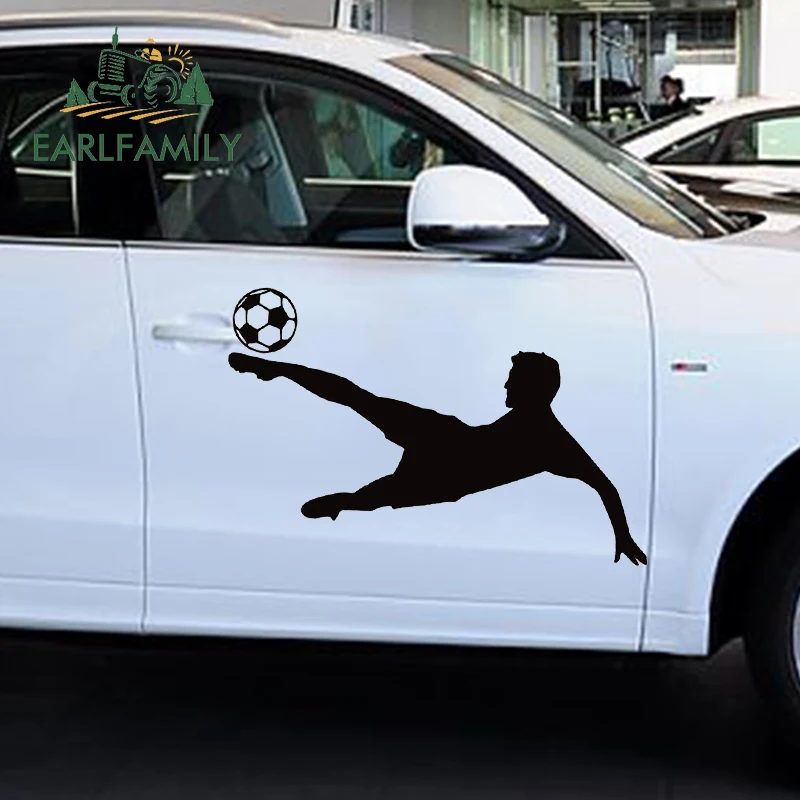 

EARLFAMILY 48cm x 27.2cm Soccer Ball Football Player Sports Vinyl Wall Sticker Decal Gym Kids Boys Hood Art Decals Car Stickers