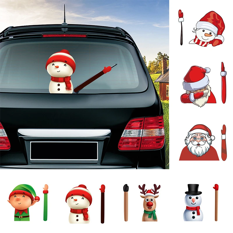 Рождественский Санта Клаус снеговик украшение задним окошком автомобильные