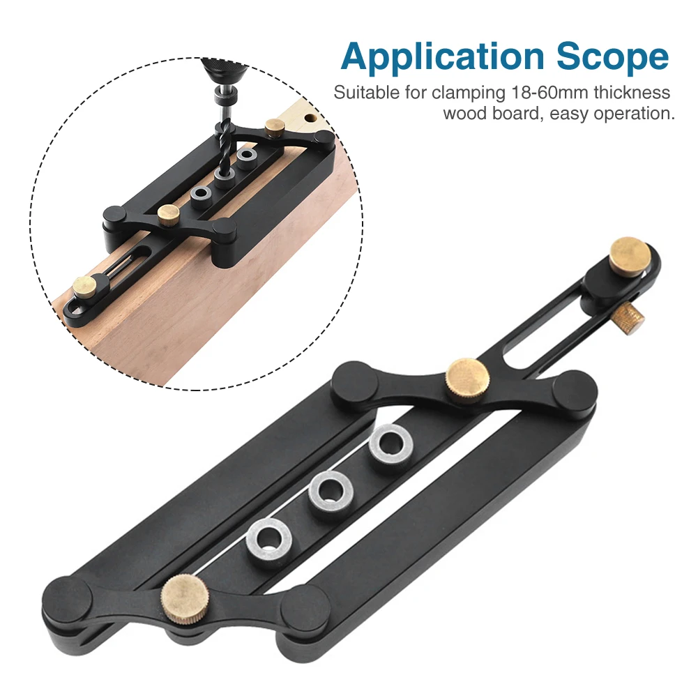 

Woodworking Tool Punch Locator Home DIY Self Centering With Wrench Aluminum Alloy Drilling Dowelling Jig Set Board Clamp