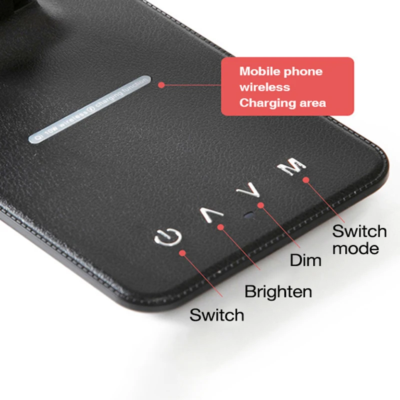 Светодиодная настольная лампа Smart Touch 10 Вт с беспроводной зарядкой складной