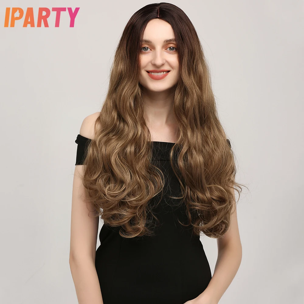 Выделите коричневый синтетический Парики Для женщин длинные волосы свободная