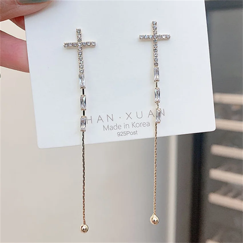 Женские серьги с крестом ярко-красные сережки в европейском и американском стиле