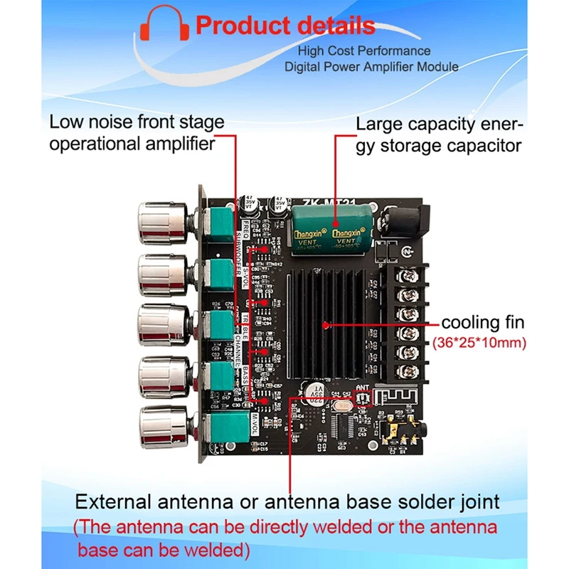 ZK-MT21 2 1 канал Bluetooth 5 0 сабвуфер усилитель доска 50WX2 + 100W Мощность аудио стерео Бас AMP