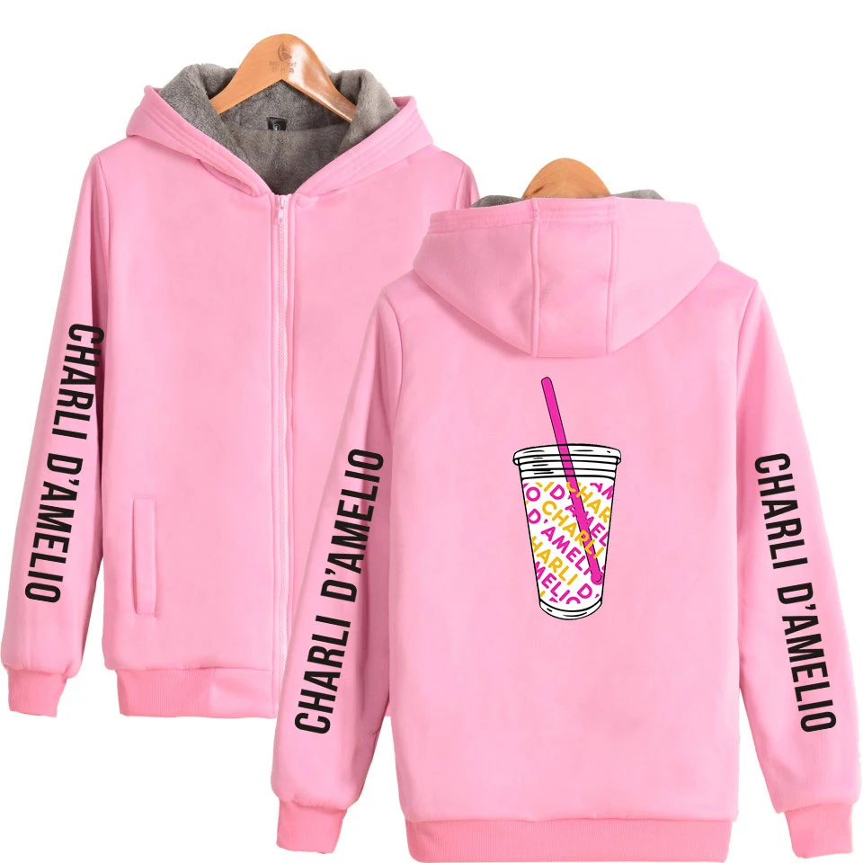 Girls Suitable Zipper Hoodie Charli Damelio Mens and Womens Sweatshirt Jacket Print 2020 Fashion Hoodie Autumn Clothing