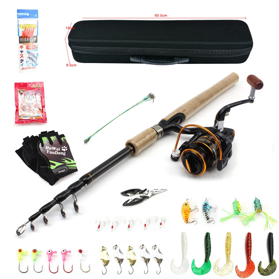 

2.7m Fishing rod with reel and bag Reel Line Combo Full Kits Spinning Reel Pole Set with Carp Fishing Lures Hooks Tackle set