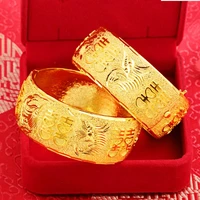 hi wedding drgaon feng double xi 24k gold bracelet fashion gold card buckle bracelet bangles for women flower jewelry bride gift