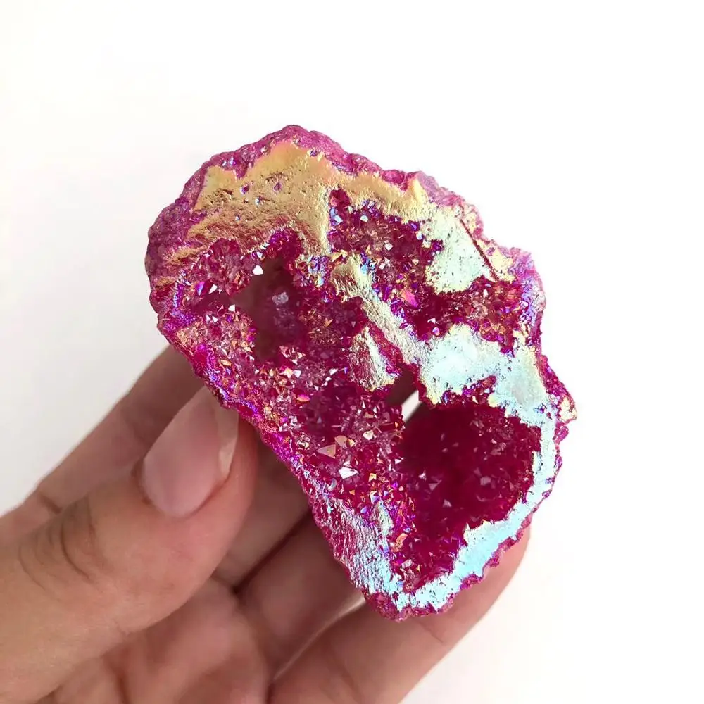 Натуральный камень Aura agate geode Минеральные Кристаллы лечебные драгоценные камни