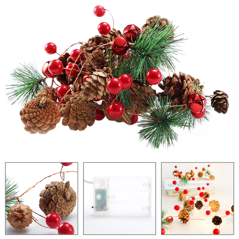 2M 20 Led String Light Christmas Decoration Outdoor Waterproof Pine Cone LED Copper Wire Lamp Berries Fairy Garland Lamps | Дом и сад