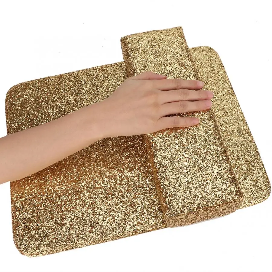 Gold Pillow Дизайн ногтей блестящие пайетки дизайн ногтей Настольный коврик подушка держатель для рук опора для рук Маникюрный Инструмент Дизайн ногтей - Цвет: Gold Pillow