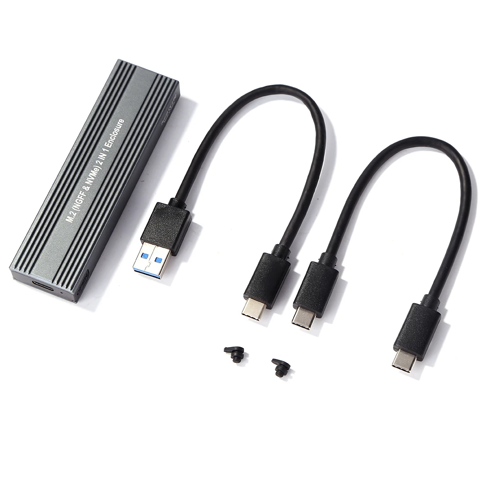GUDGA M2 SSD Case to USB Type C 3.1Dual NVME PCIe NGFF SATA  External Enclosure  M/B Key Mobile Case For 2230/2242/2260/2280 BTC