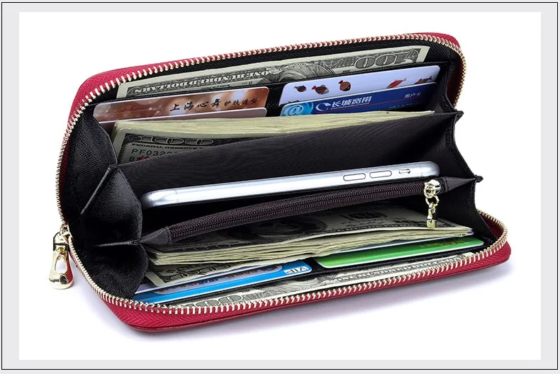 Flowers Women Wallet Genuine Leather Long Zip purses Wristlet Bag Big Capacity Lady Clutchs Cowhide Coin Purse Mobile phone bags |