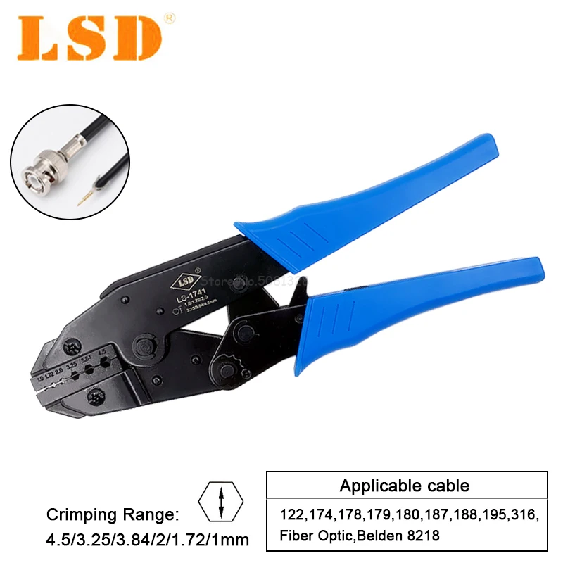 LS-1741 коаксиальный обжимной щипцы RG174 RG179 RG122 Belden 8218 коаксиальные обжимные SMA/BNC