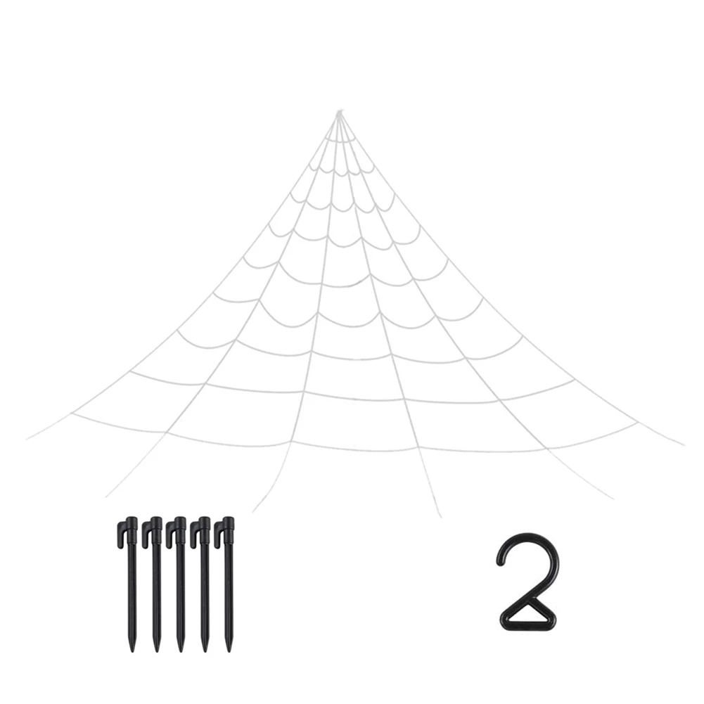 

Halloween Decorations Spider Web With Gutter Hook Set 5M Giant Outdoor Party Yard Triangular Spider Web Decor Stretch-ABUX