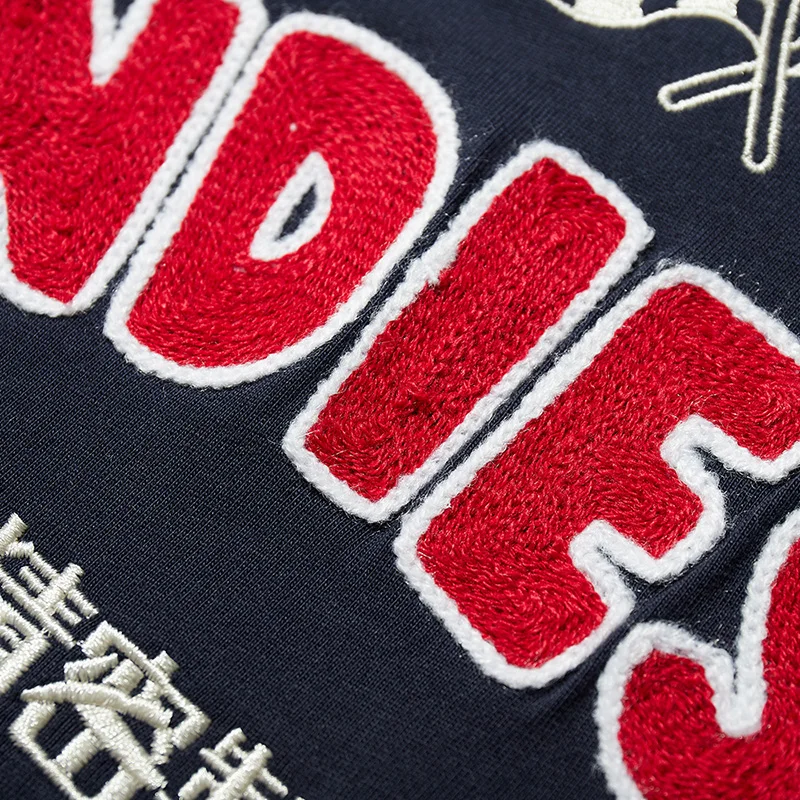 

Japanese tide brand embroidery cartoon panda motorcycle racer teen trend short sleeve cotton crew neck men's bottoming shirt