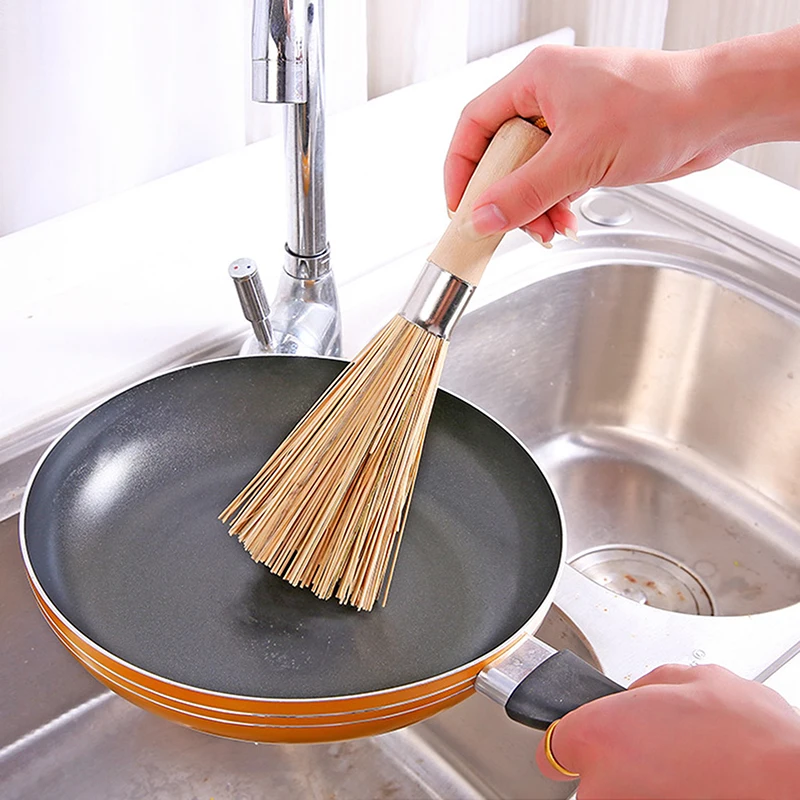 Бамбуковые щетки для кастрюль с длинной ручкой щетка чистки инструмент кухни