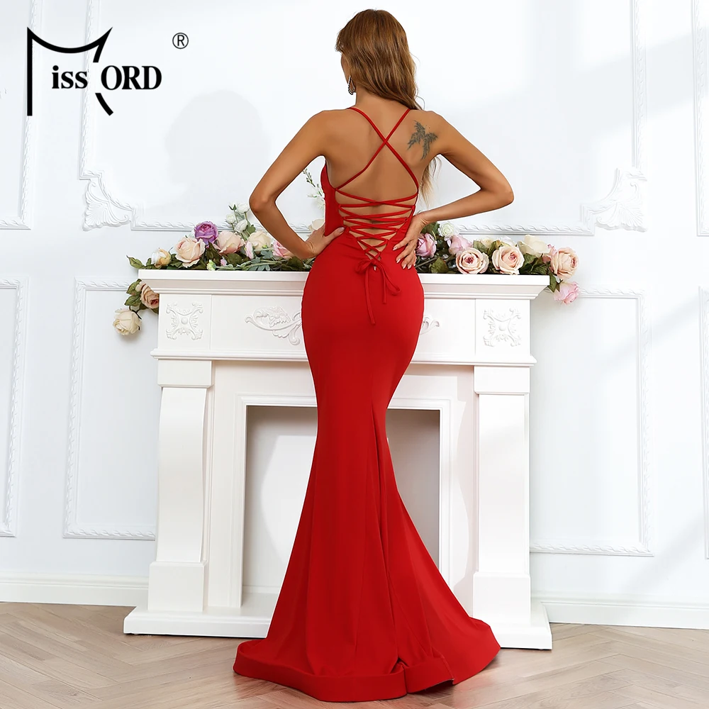 Missord Summer Dresses For Women 2021 Sexy Backless Spaghetti Strap Maxi Evening Party Bodycon Elegant Long Vestidos Prom Red