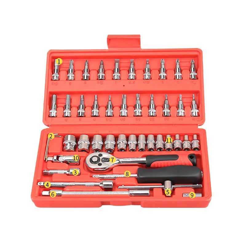 46 шт./лот инструмент для ремонта автомобиля Трещоточный ключ быстрый ремонтный