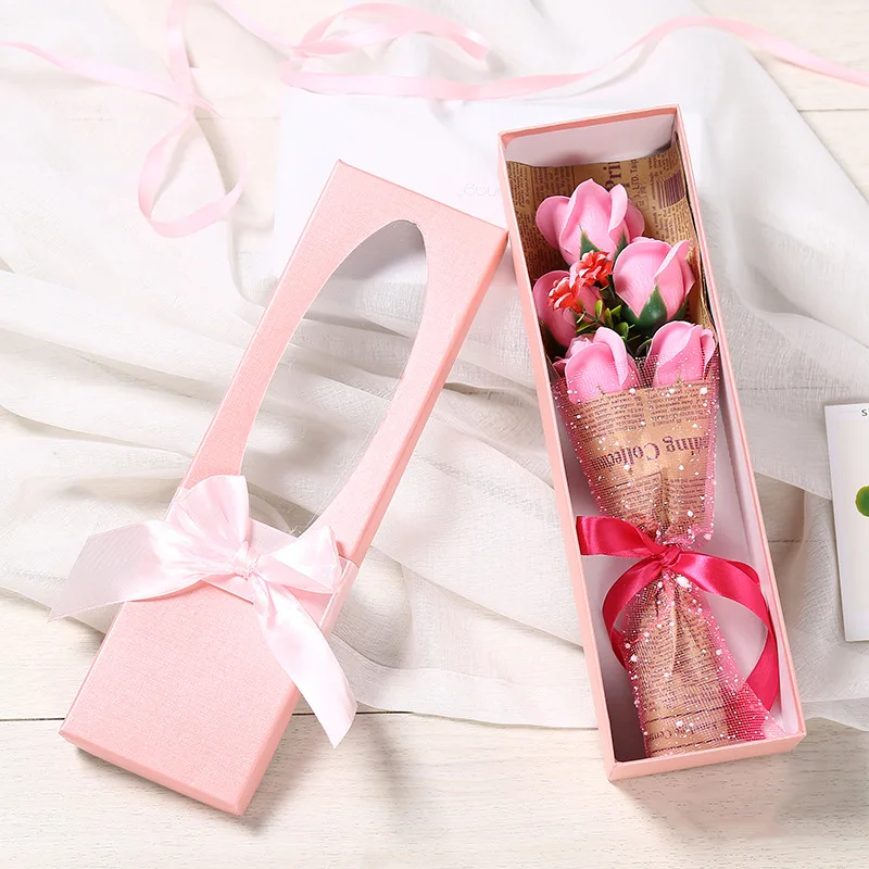 Искусственная Цветочная подделка Розы Подарочная коробка мыло цветок