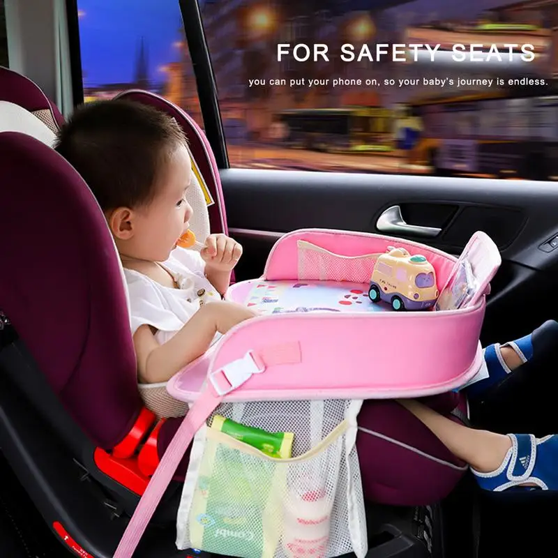 

Baby Car Tray Plates Portable Waterproof Dining Drink Table For Kid Baby Playpen Car Seat Children Cartoon Toy Storage Fence