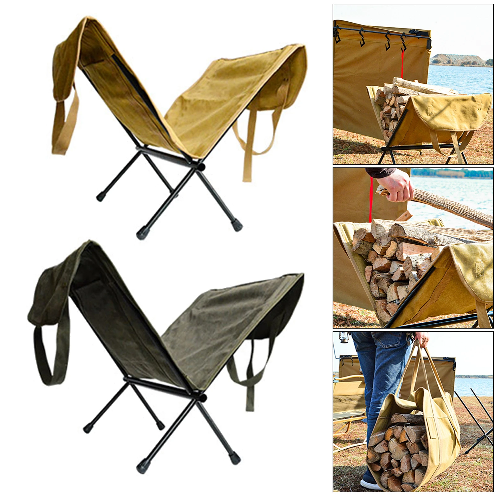 

Water Resistant Firewood Log Carrier Tote Bag Carrying Holder with Handles