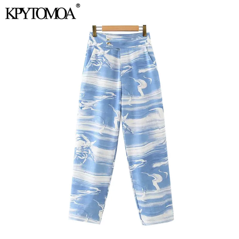 Женские винтажные брюки KPYTOMOA с высокой талией и боковыми карманами на молнии