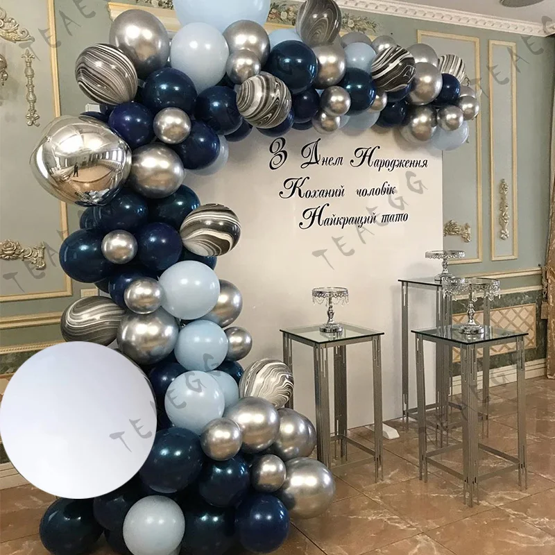 

Чернильный синий шар гирлянды арки Свадебные Воздушные шары для детей с днем рождения вечерние декоративный воздушный шар хром серебряные ...