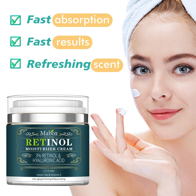 

50ml Retinol 2.5% Moisturizer Face Cream Hyaluronic Acid AntiAging Remove Wrinkle Vitamin E Collagen Smooth Skin Whitening Cream