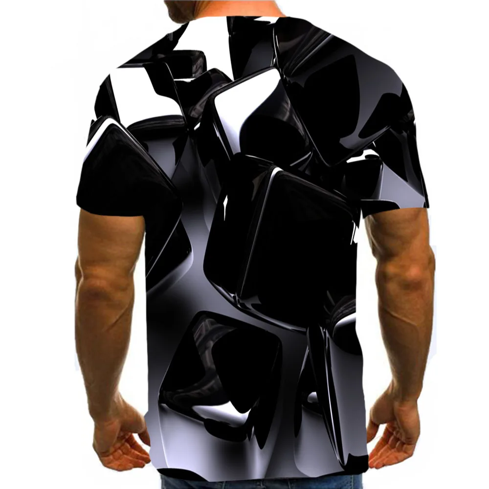 

UNEY Graphic Shirt Black Square Print US Size T Shirt Unisex Top Casual Novelty clothing