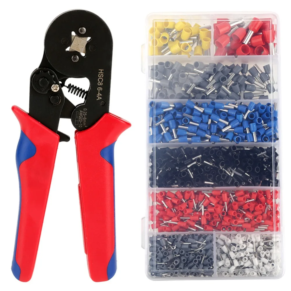 Обжимные плоскогубцы + 1200x обжимные клеммы Соединительный комплект обжимной