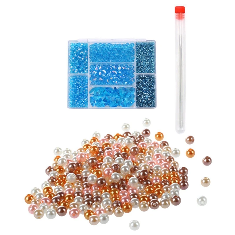 

200PCS 5MM Bright Pears Spacer Loose Beads Jewelry Making Multicolor & 1set Mixed Shape Bead Set Crystal Bead Light Blue