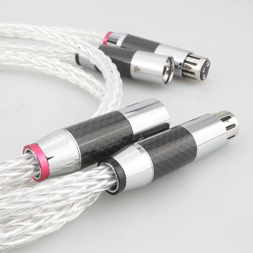 Пара высококачественных 8AG посеребренных OCC 16 жил HiFi XLR аудио кабель с углеродным