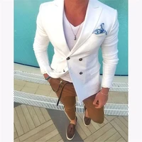 white coat with brown pant mans suits for wedding groom tuxedos best man suits business suits dinner suits 2piecesjacketpants