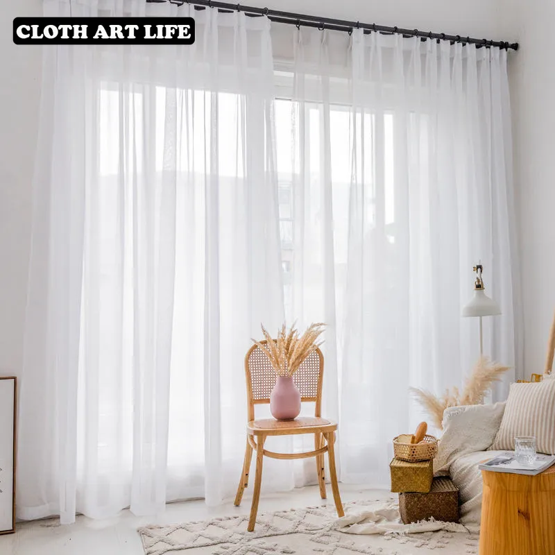 

White Curtain Tulle Sheer Curtains for Living Room Bedroom Curtains for the Room Kitchen Finished Window Treatment Drapes