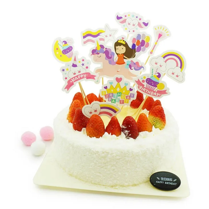 10 шт./упак. в виде единорога из мультфильма тема Топпинг для кексов украшения