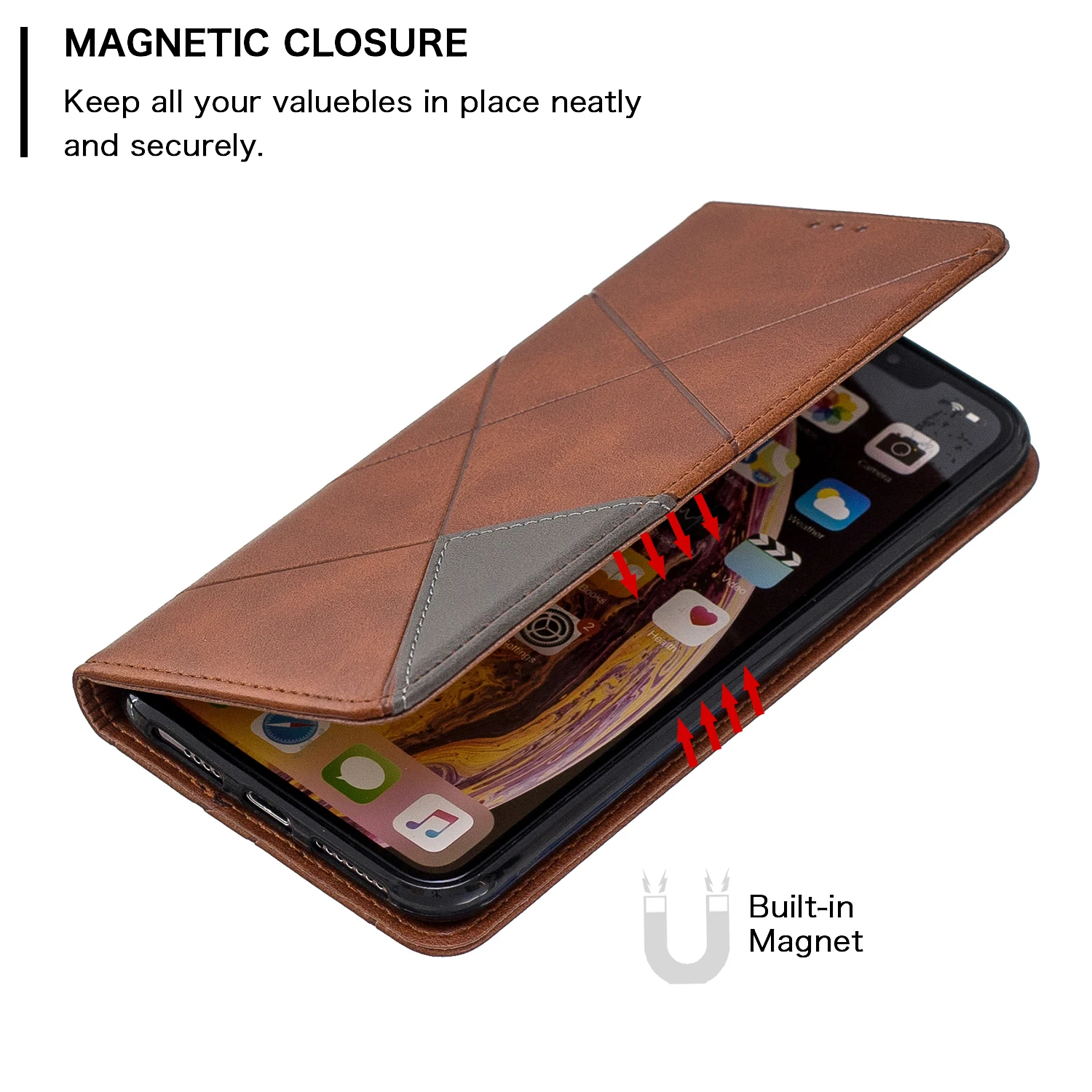 Чехлы бумажники для carcaso iPhone XS Max Глянцевая искусственная кожа флип бумажник