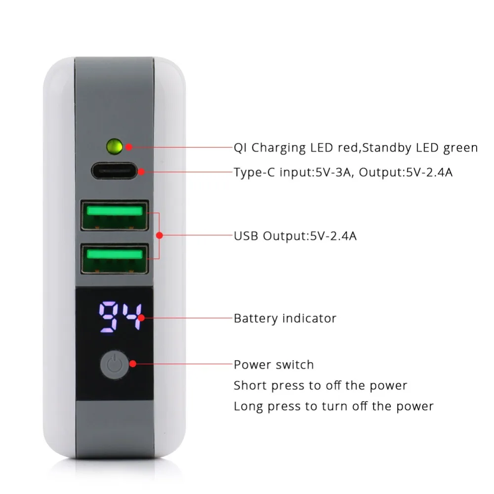 18 Вт 3 в 1 power Bank PD быстрое зарядное устройство QI Беспроводное Тип C USB разъем с