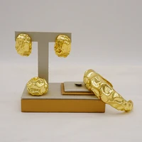 elegant design fashion 3pcs luxury real gold color brazilian jewelry sets earrings bracelet rings
