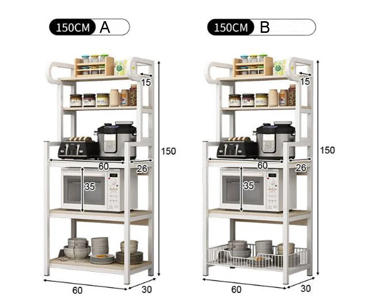floor stand 5 layer kitchen microwave oven cabinet shelf with vegetable basket seasoning pot dishes storage rack free global shipping