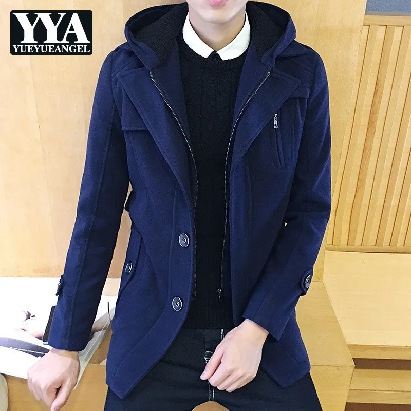 

Мужское однобортное пальто с капюшоном и длинным рукавом, размеры до 4XL